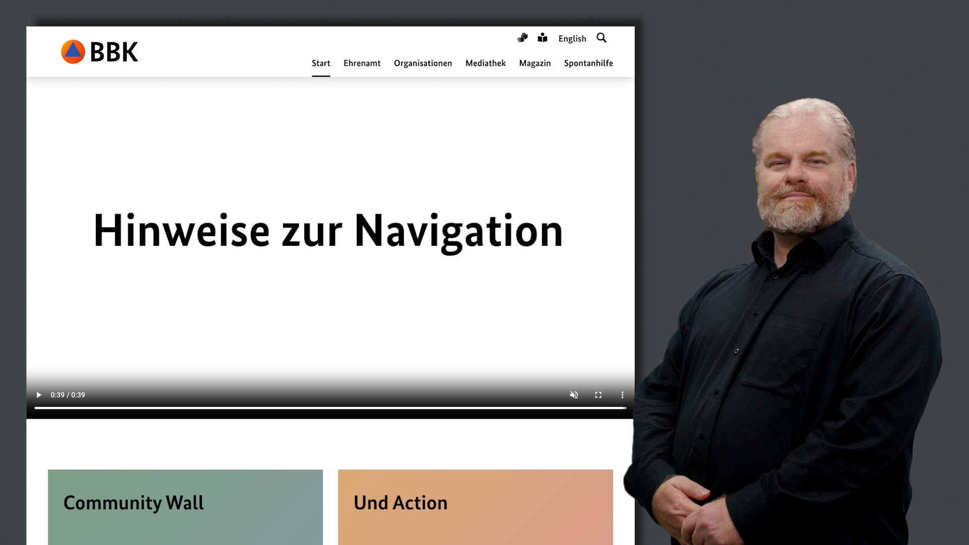 Navigation der Website in Gebärdensprache